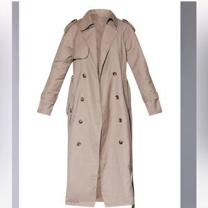 Petite Stone Woven Oversized Trenchcoat